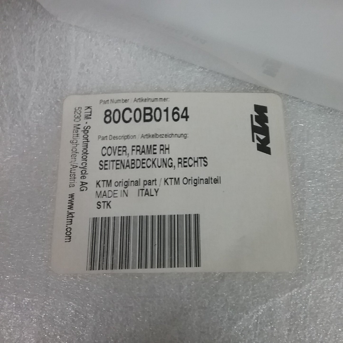 NEW KTM 80C0B0164 PANEL RIGHT SIDE FRAME COVER