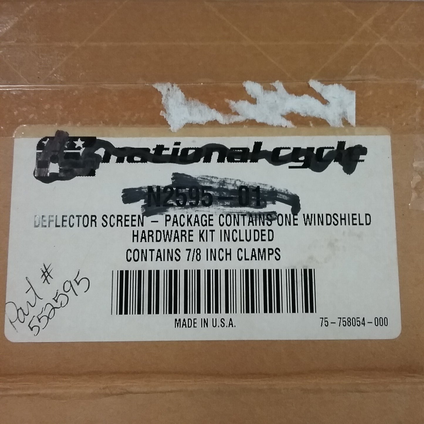 NEW NATIONAL CYCLE N2595-01 DEFLECTOR SCREEN DX TINTED HIGH TYPE 7/8" CLAMPS