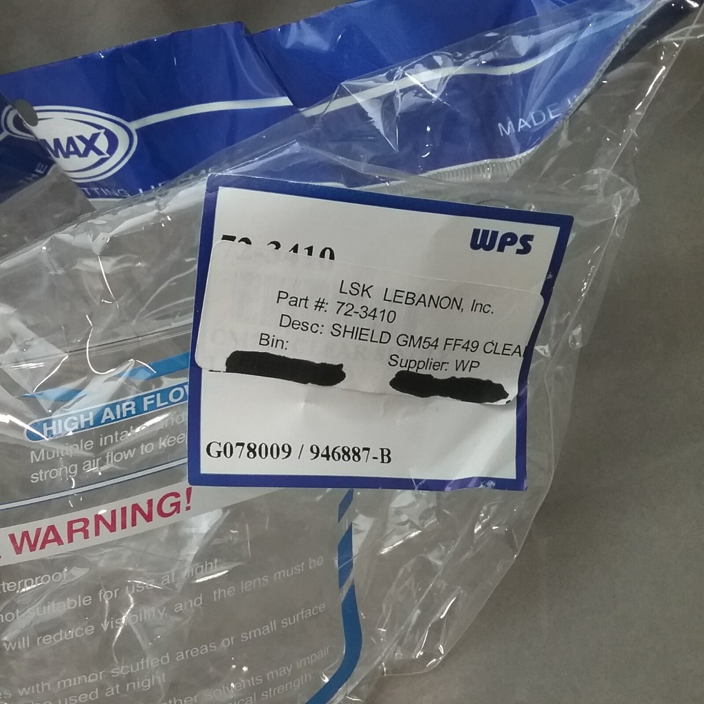 NEW GMAX 72-3410 CLEAR SINGLE SHIELD LENSE CLEAR UV400 FF49