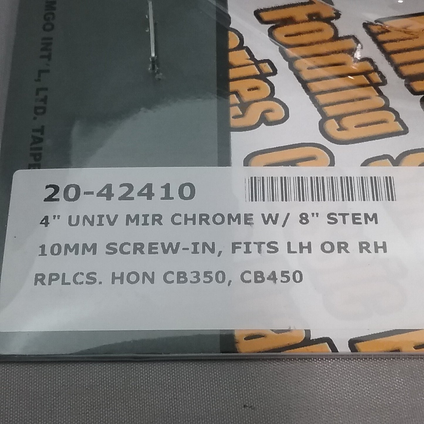 NEW EMGO 20-42410 4" UNIVERSAL MIRROR 8" STEM 10MM SCREW-IN LH OR RH HONDA CB350