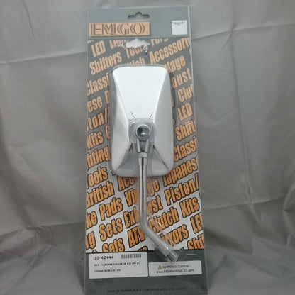 NEW EMGO 20-42444 MIRROR CHROME CRUISER RH OR LH 10MM CSREW-IN