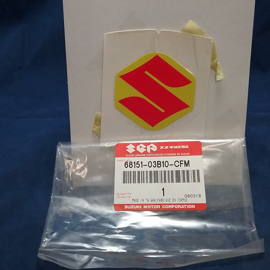 NEW GENUINE SUZUKI 68151-03B10-CFM EMBLEM, "S" FRONT FENDER RM85 2002-2009