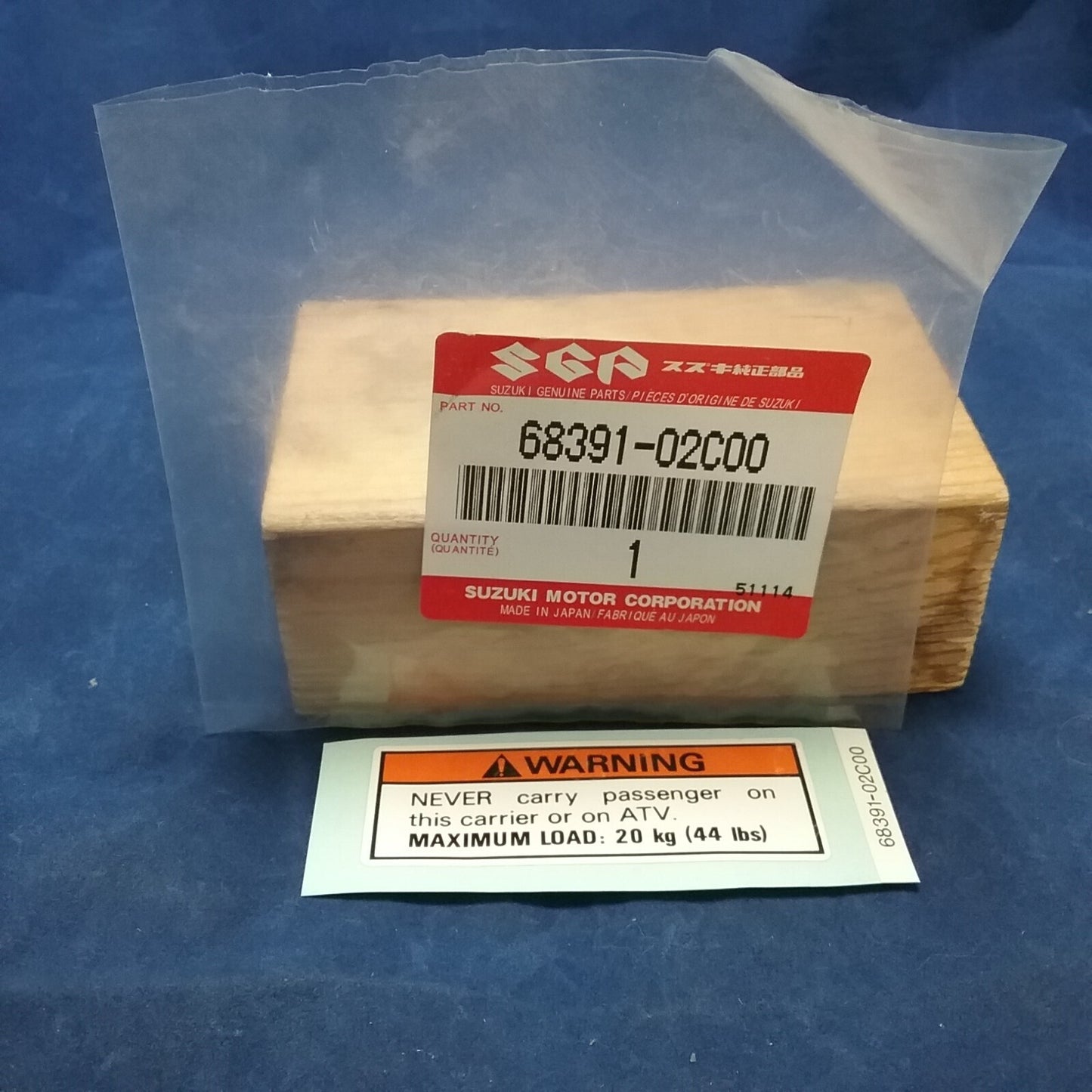 NEW GENUINE SUZUKI 68391-02C00 LABEL, WARNING