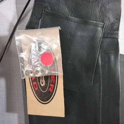 NEW RIVER ROAD 093740 SIZE XS PLAIN CHAPS BLACK LEATHER