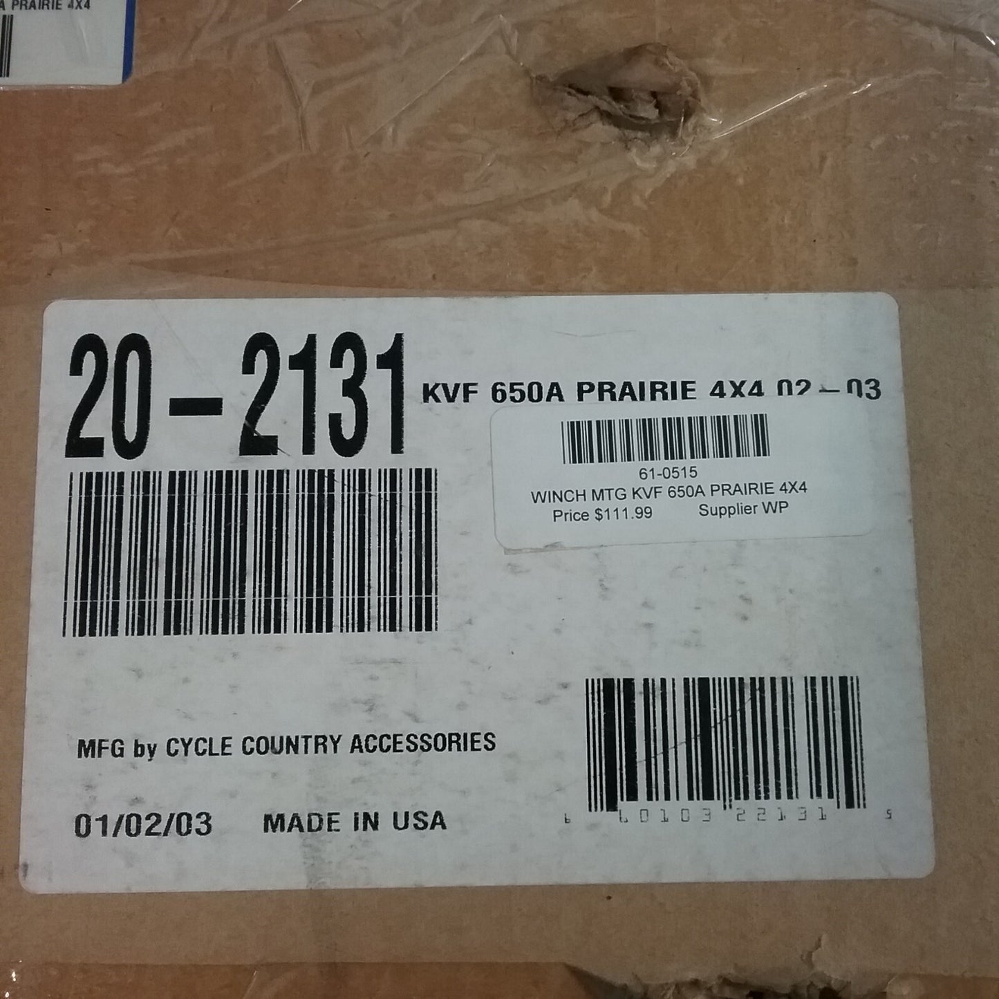 NEW CYCLE COUNTRY 20-2131 WINCH MOUNT KIT KAWASAKI PRAIRIE KVF650A