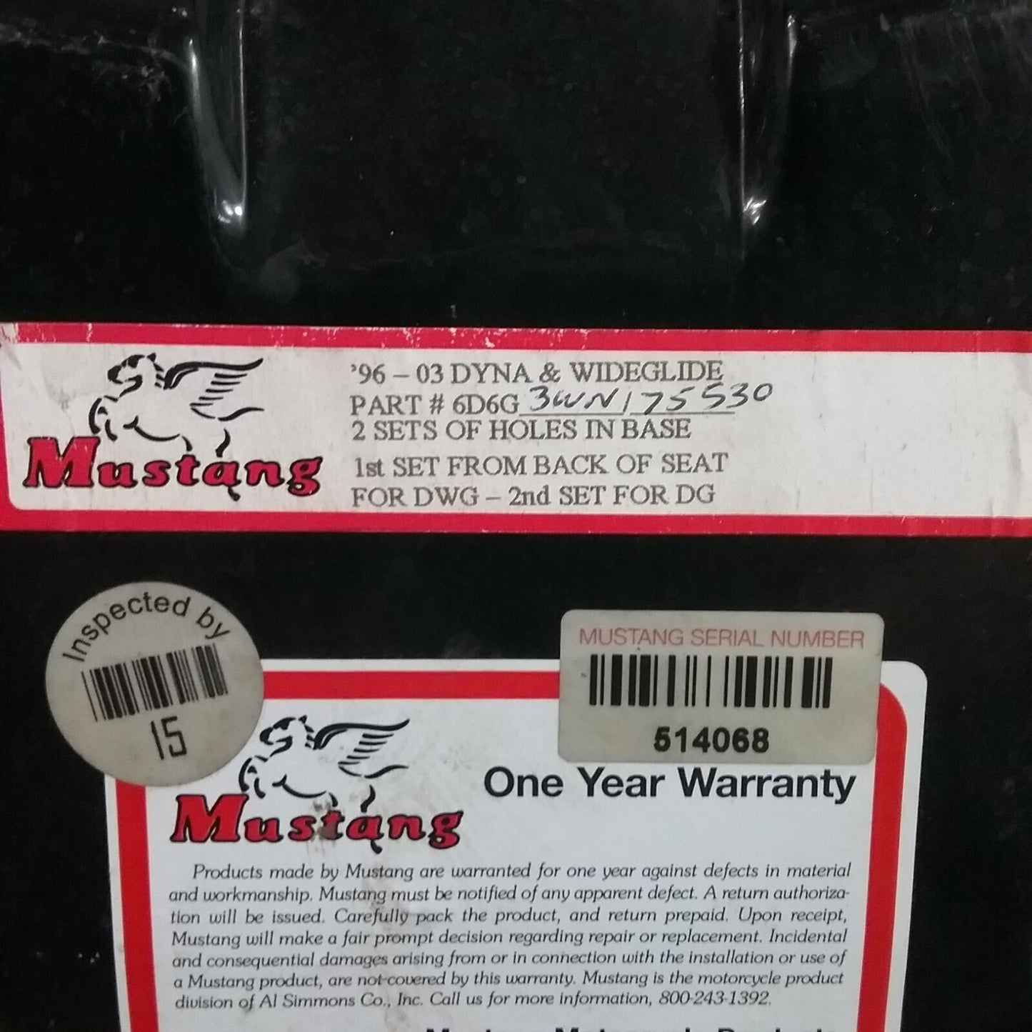 MUSTANG 6D6G 3WN 75530 SEAT HARLEY DAVIDSON DYNA SUPER GLIDE FXD 1996-2003