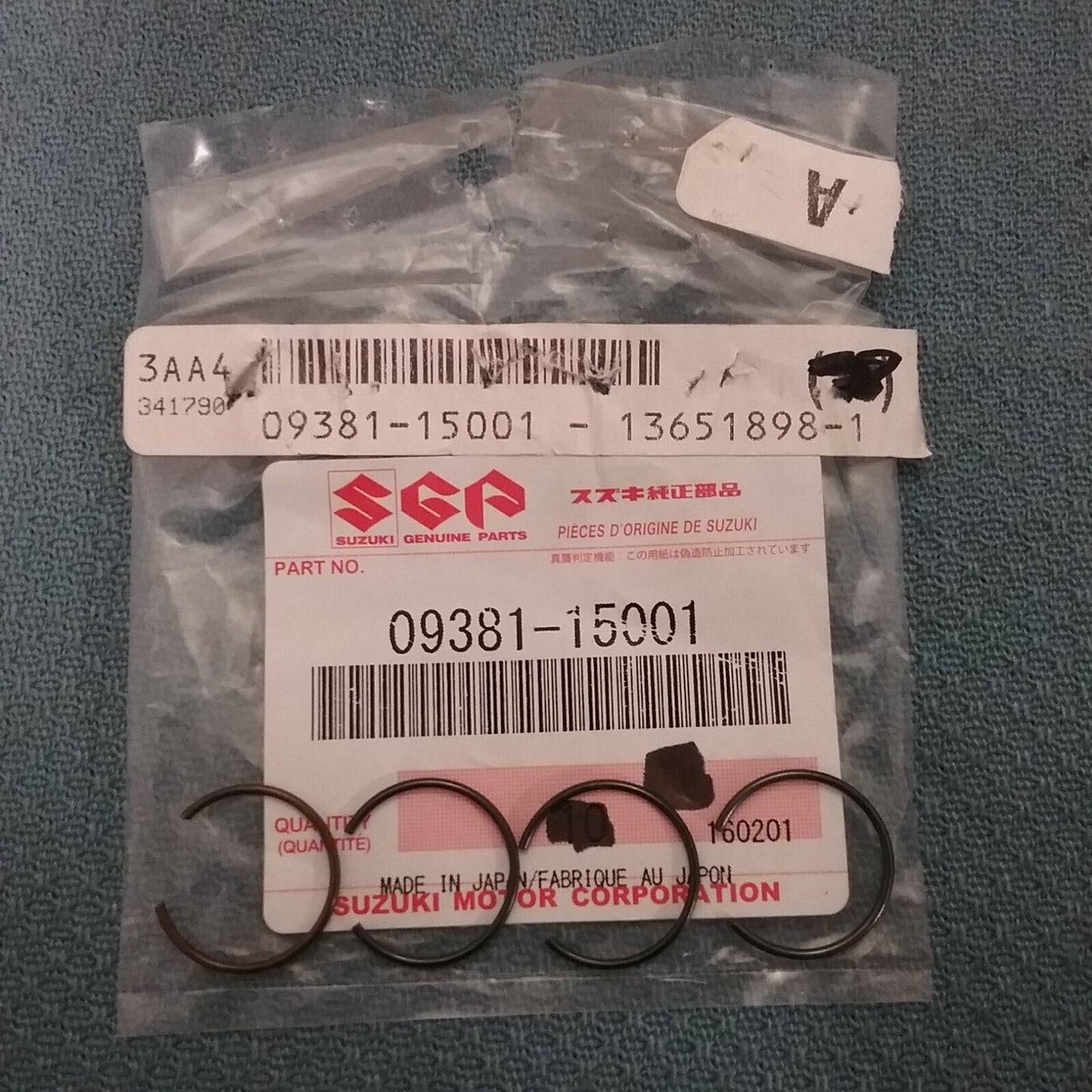 QTY 4 NEW GENUINE SUZUKI 09381-15001 CRANKSHAFT CIRCLIP RM125