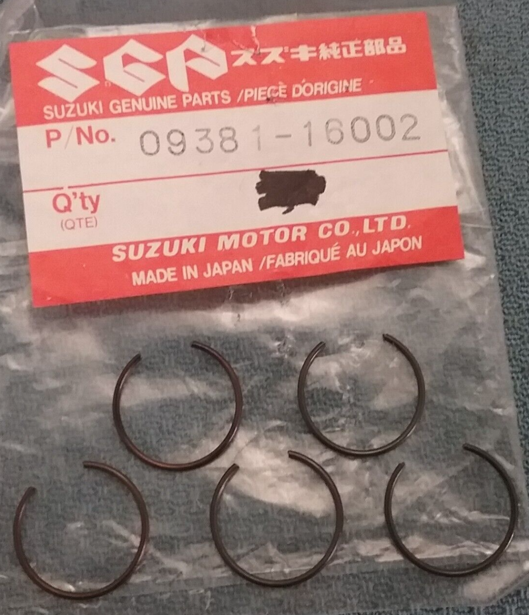 QTY 5 NEW GENIUNE SUZUKI 09381-16002 CRANKSHAFT SNAP RING T10