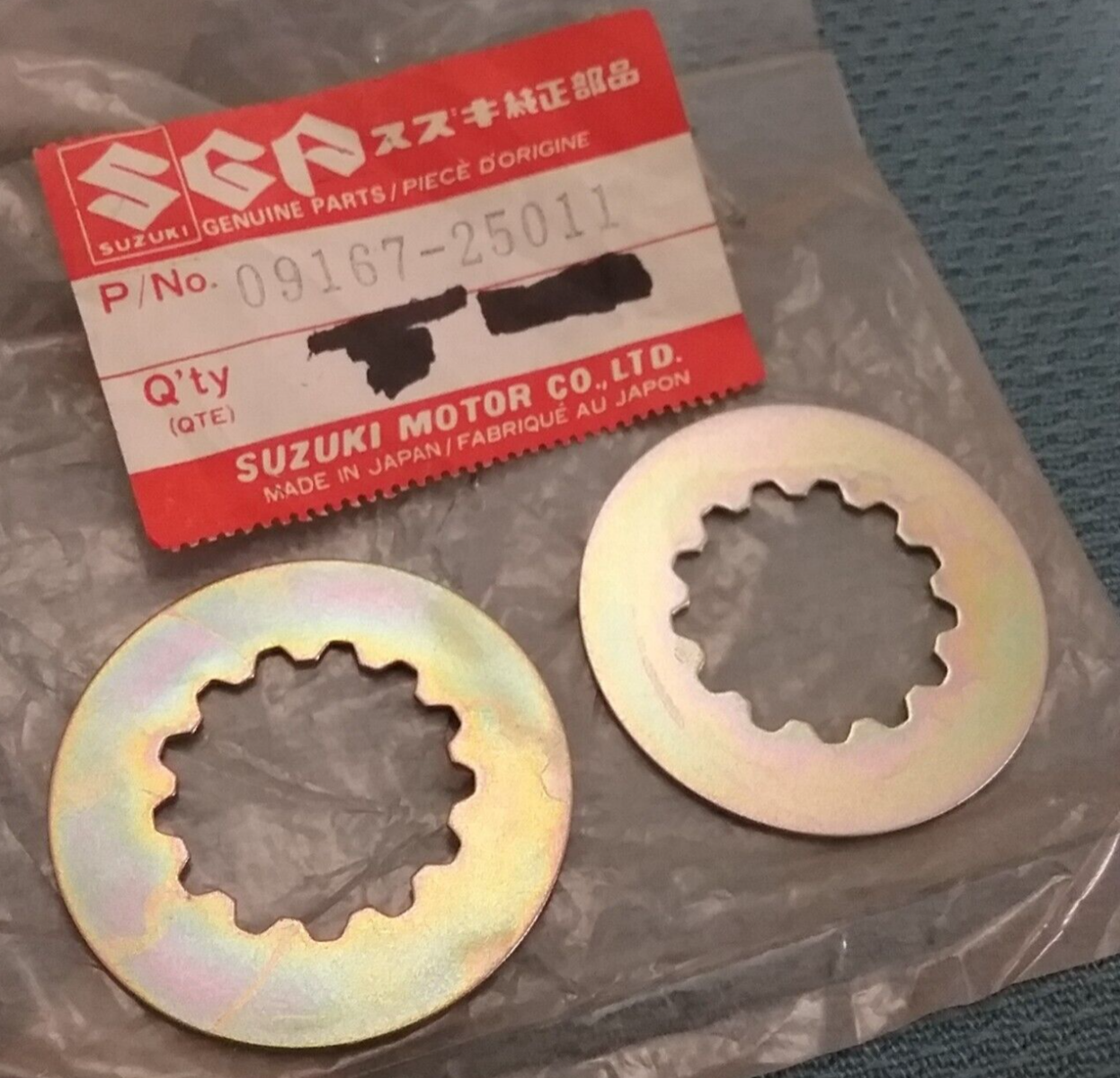 QTY 2 NEW GENIUNE SUZUKI 09167-25011 LOCK WASHER TRANSMISSION 1977-2009