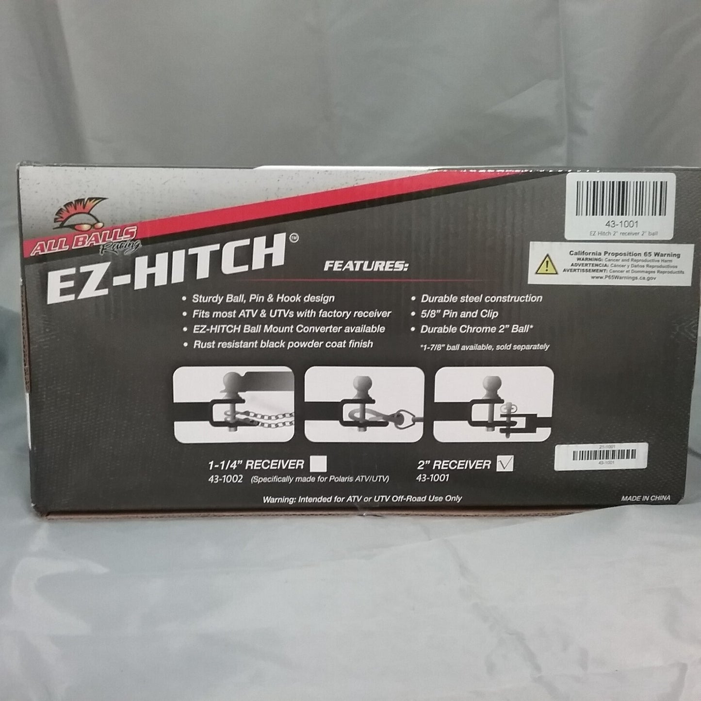 NEW All Balls Racing 43-1001 EZ Hitch 2" receiver 2" ball CF-Moto Volunteer