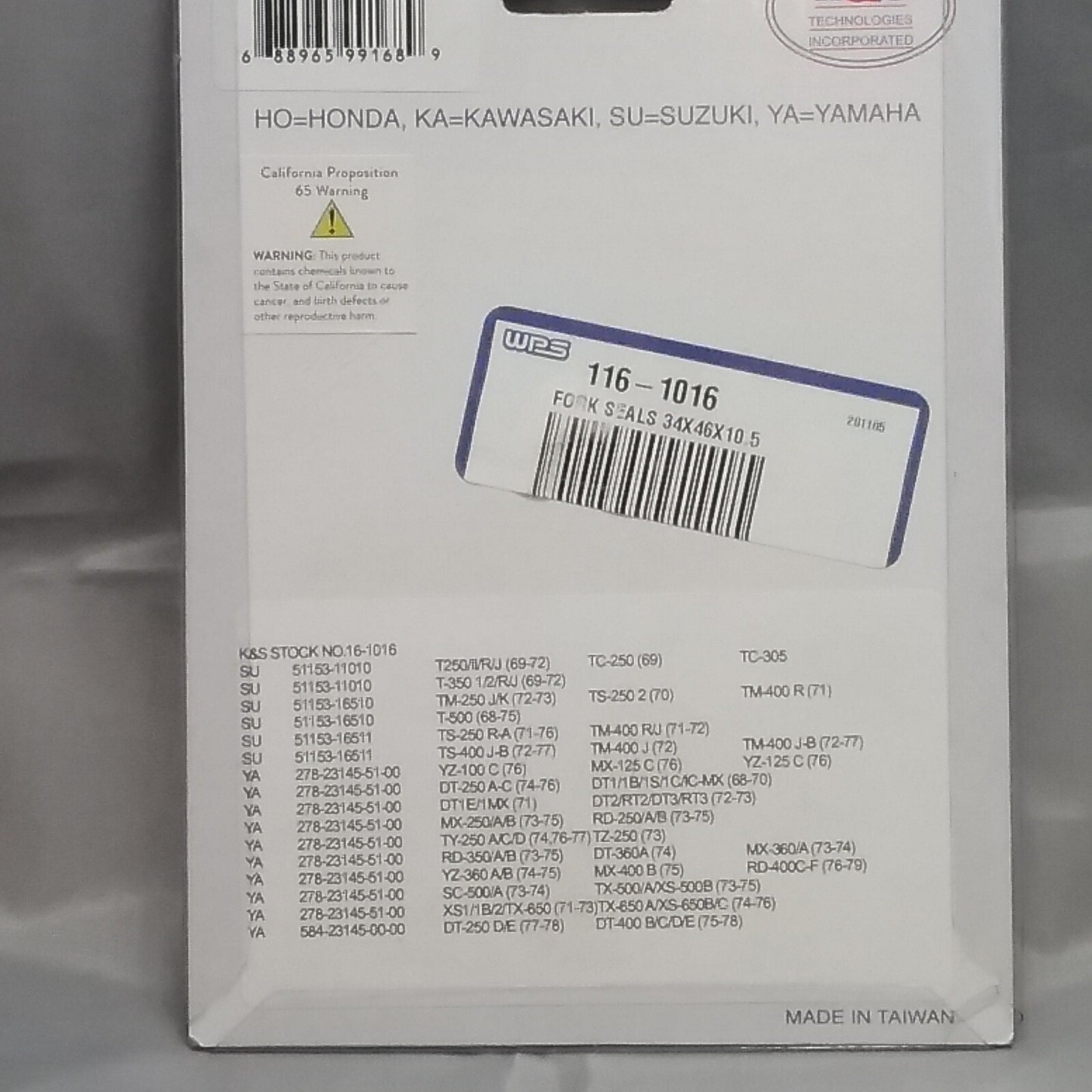 NEW K&S 16-1016 FORK SEALS 34X46X10.5