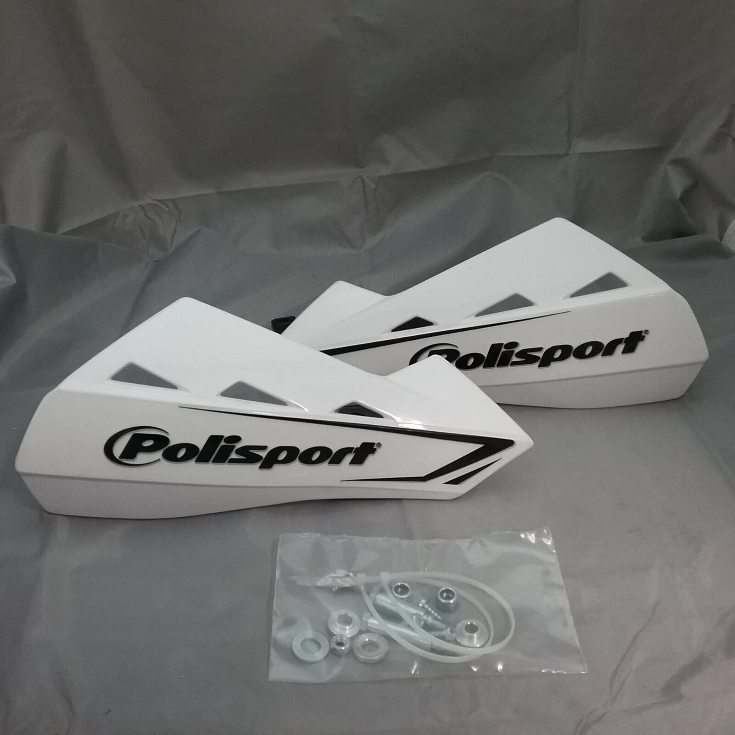 NEW POLISPORT 83042 QWEST 2 HANDGUARDS WHITE W/DECAL YFZ450 KTM XC-F TRX45