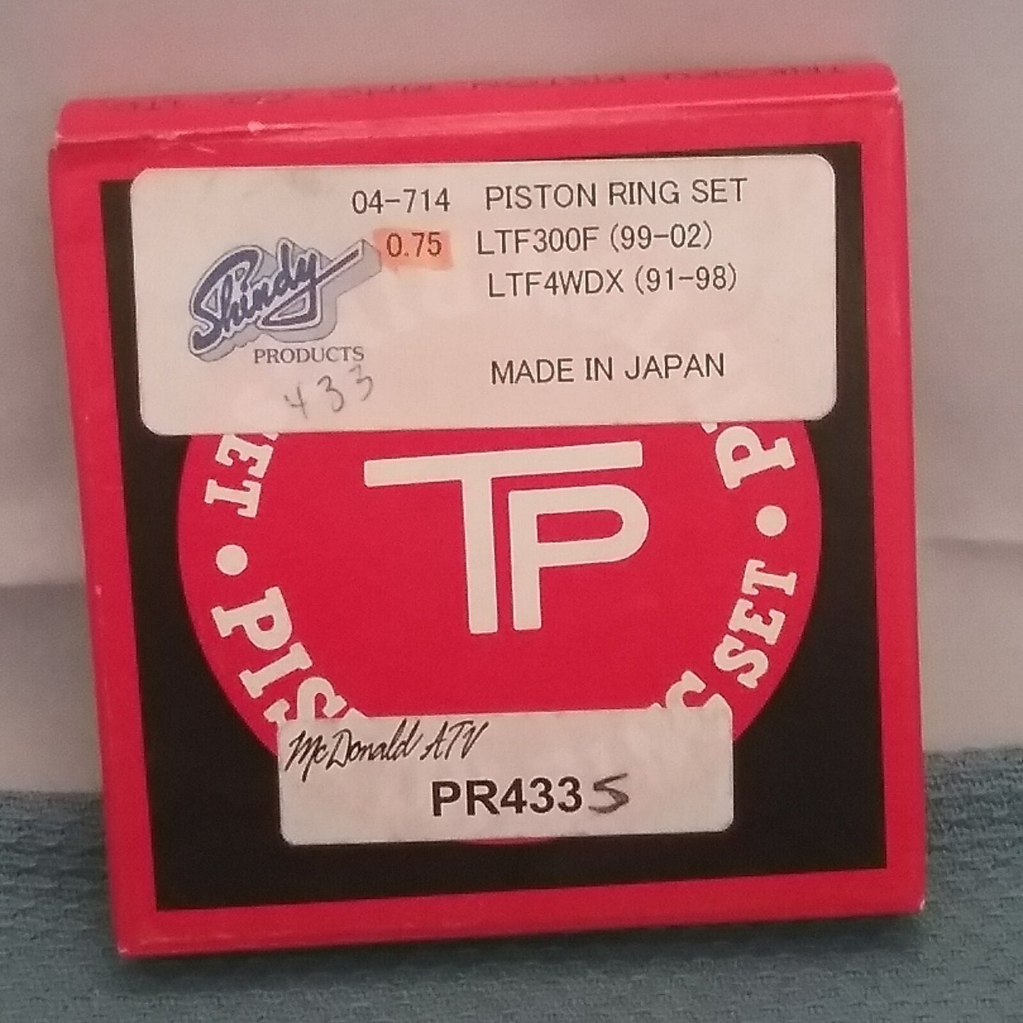 NEW TEIKOKU PISTON RING CO., LTD. S19B800-075 PISTON RING SET LTF300F 99-02