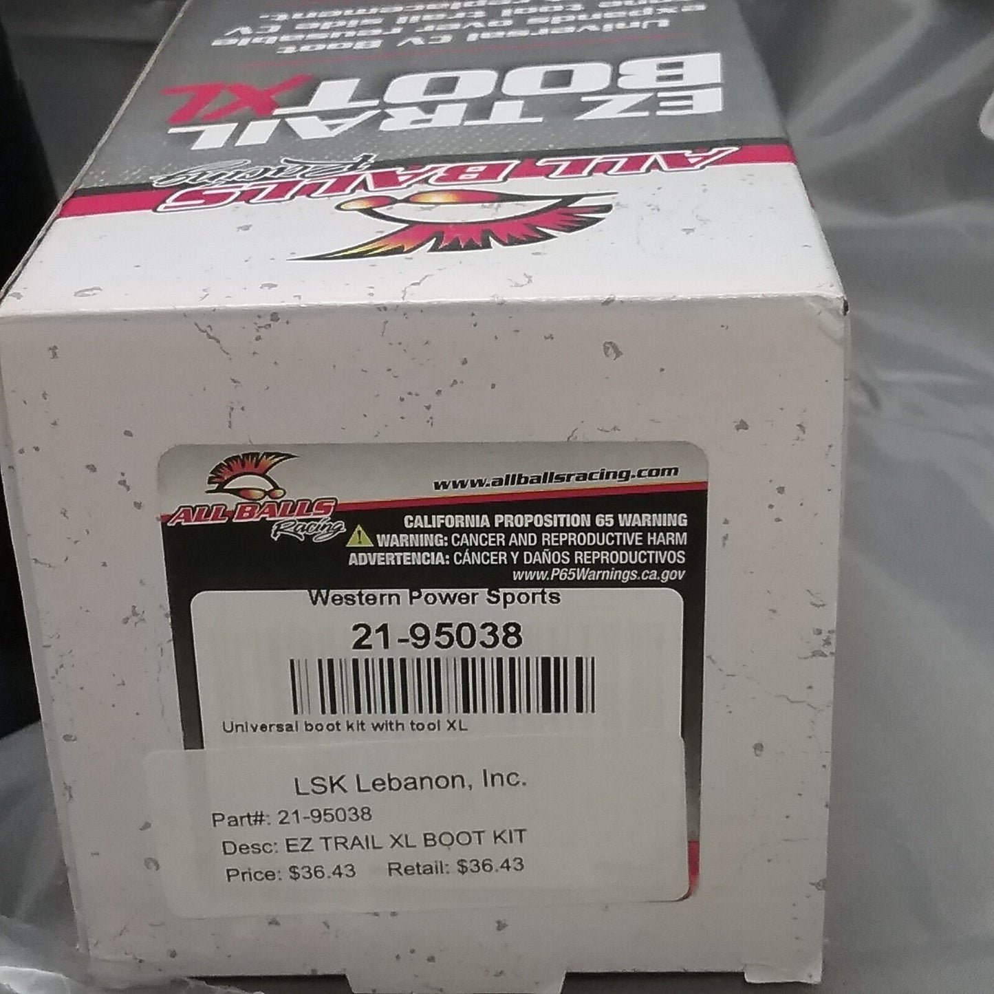 NEW ALL BALLS RACING 21-95038 EZ TRAIL BOOT XL UNIVERSAL KIT