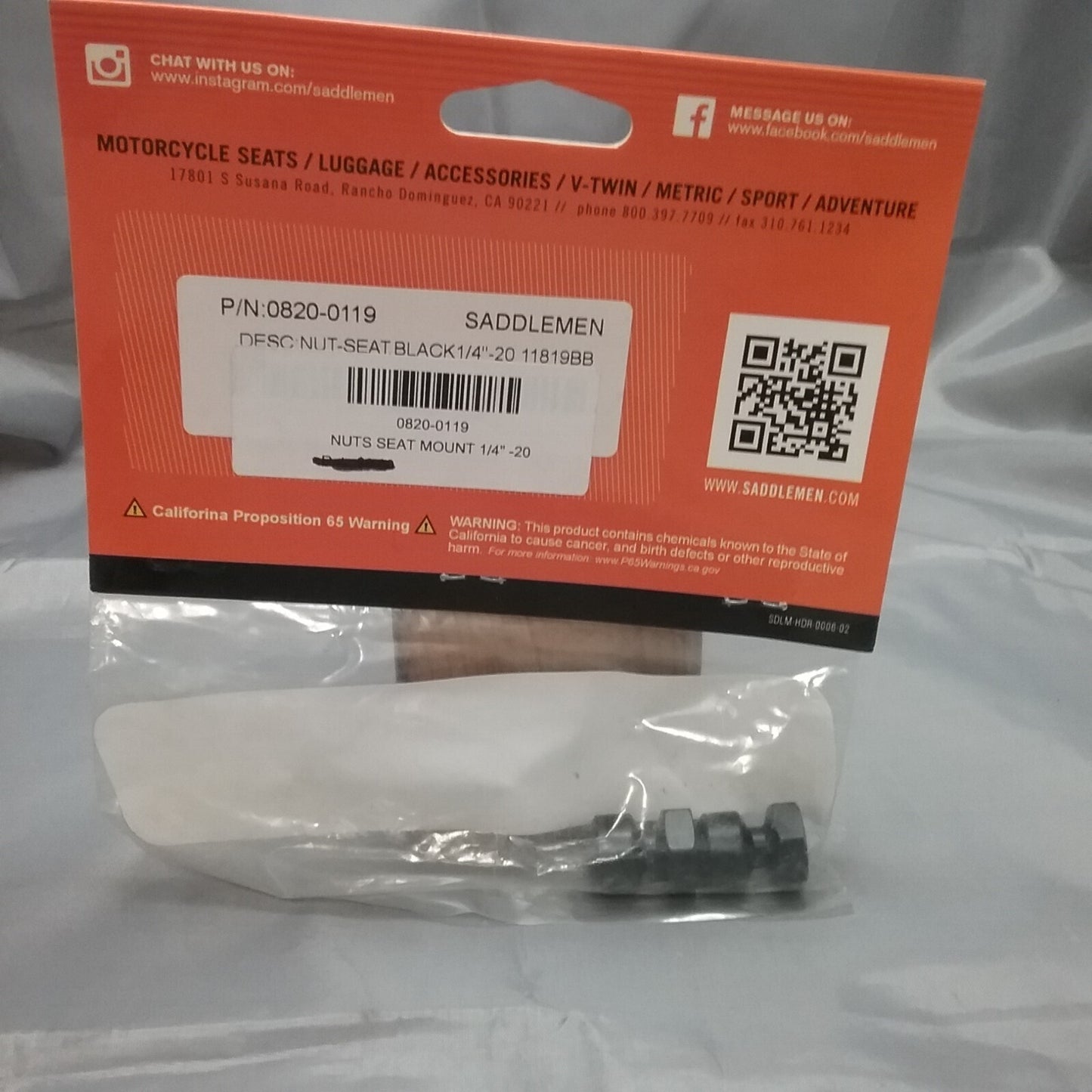NEW SADDLEMEN 0820-0119 BLACK 1/4"-20 REAR SEAT MOUNTING NUTS