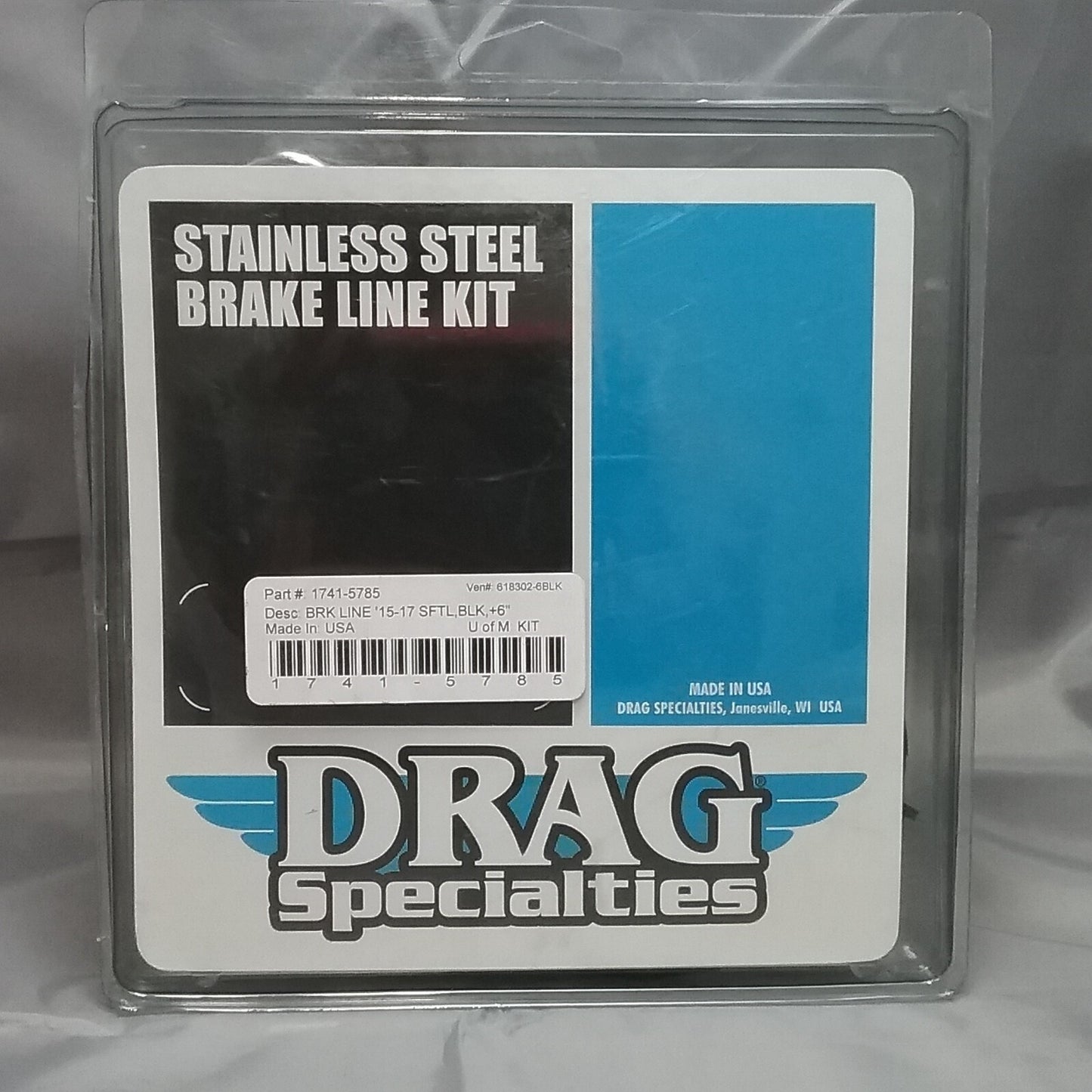 NEW DRAG SPECIALITIES 1741-5785 STAINLESS STEEL BRAKE LINE KIT