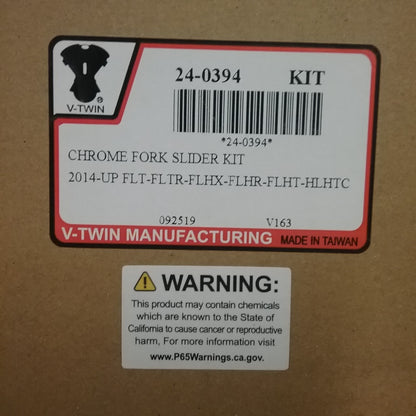 NEW V-TWIN 24-0394 CHROME FORK SLIDER SET (NO SEALS)