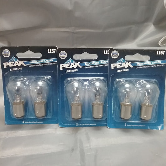 QTY 6 NEW PEAK LIGHTING 1157 CLEAR MINIATURE LAMPS