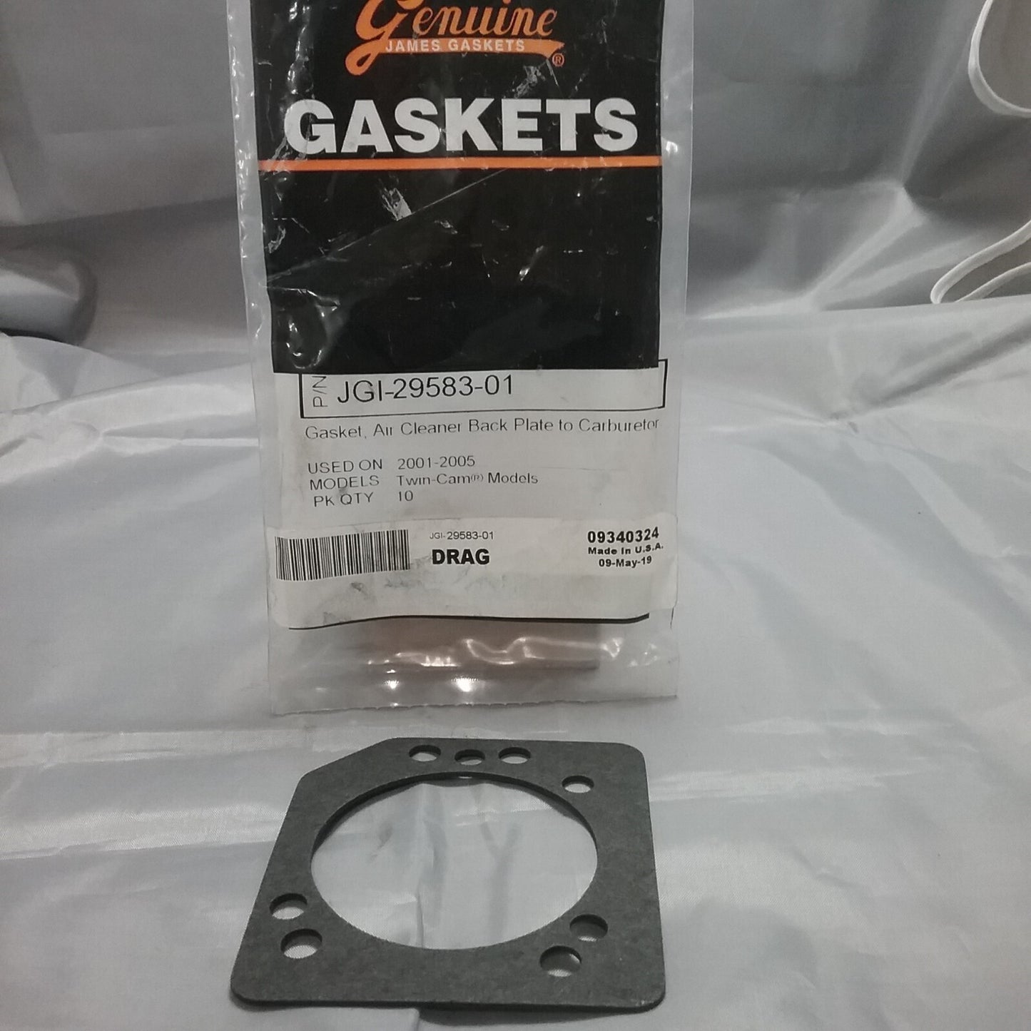 NEW JAMES GASKETS 09340324 GASKET, AIR CLEANER BACK PLATE TO CARBURETOR