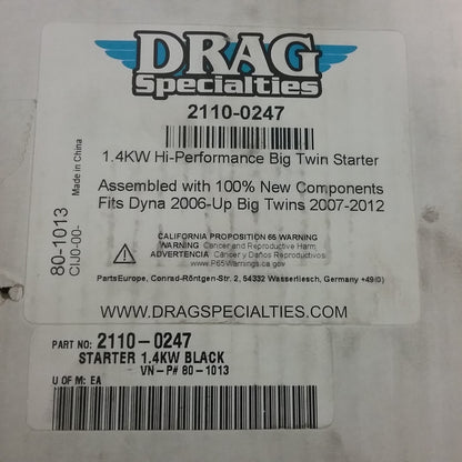 NEW DRAG SPECIALITIES 2110-0247 1.4KW HI-PERFORMANCE BIG TWIN STARTER