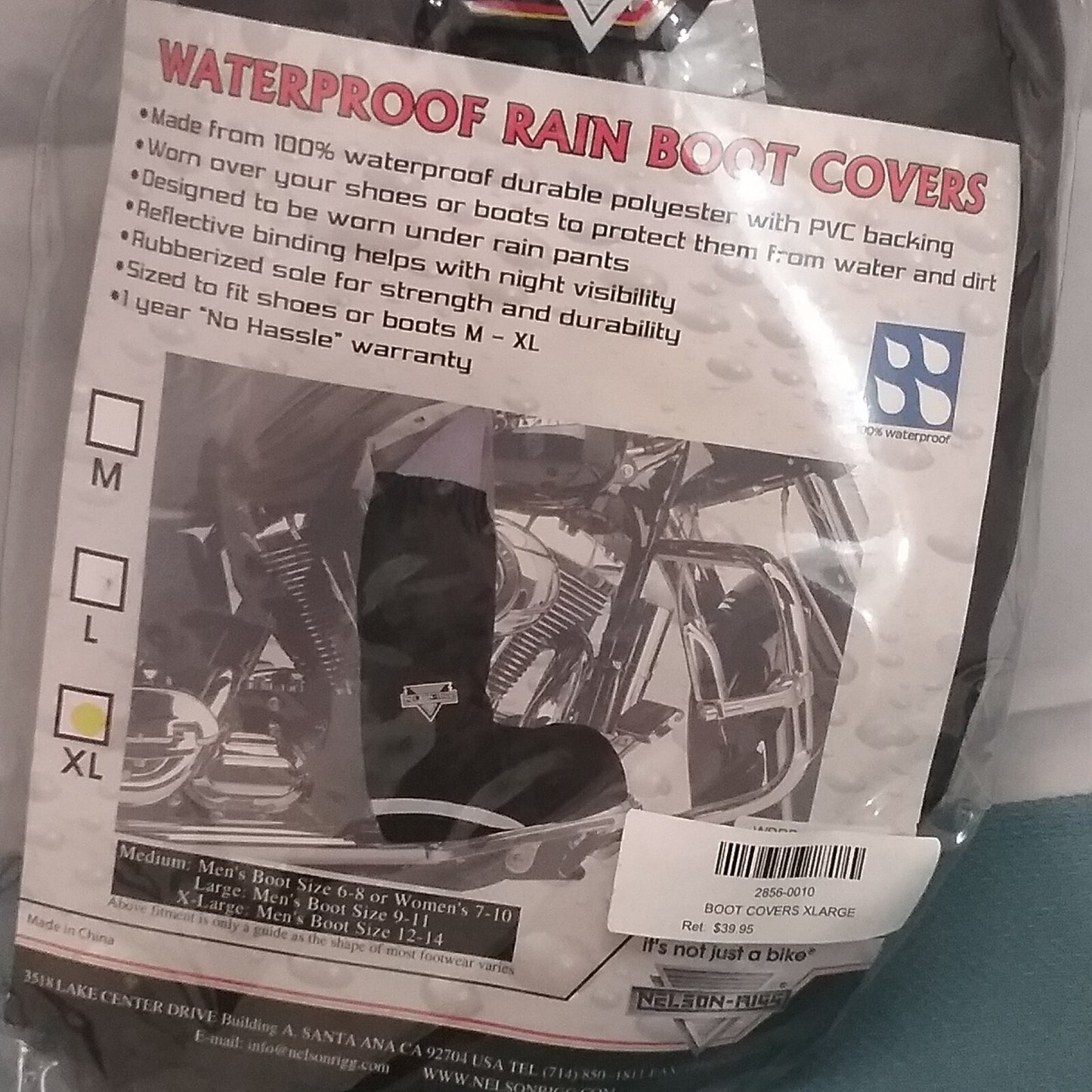 NEW NELSON RIGG 2856-0010 WATERPROOF BOOT COVERS -  X-LARGE