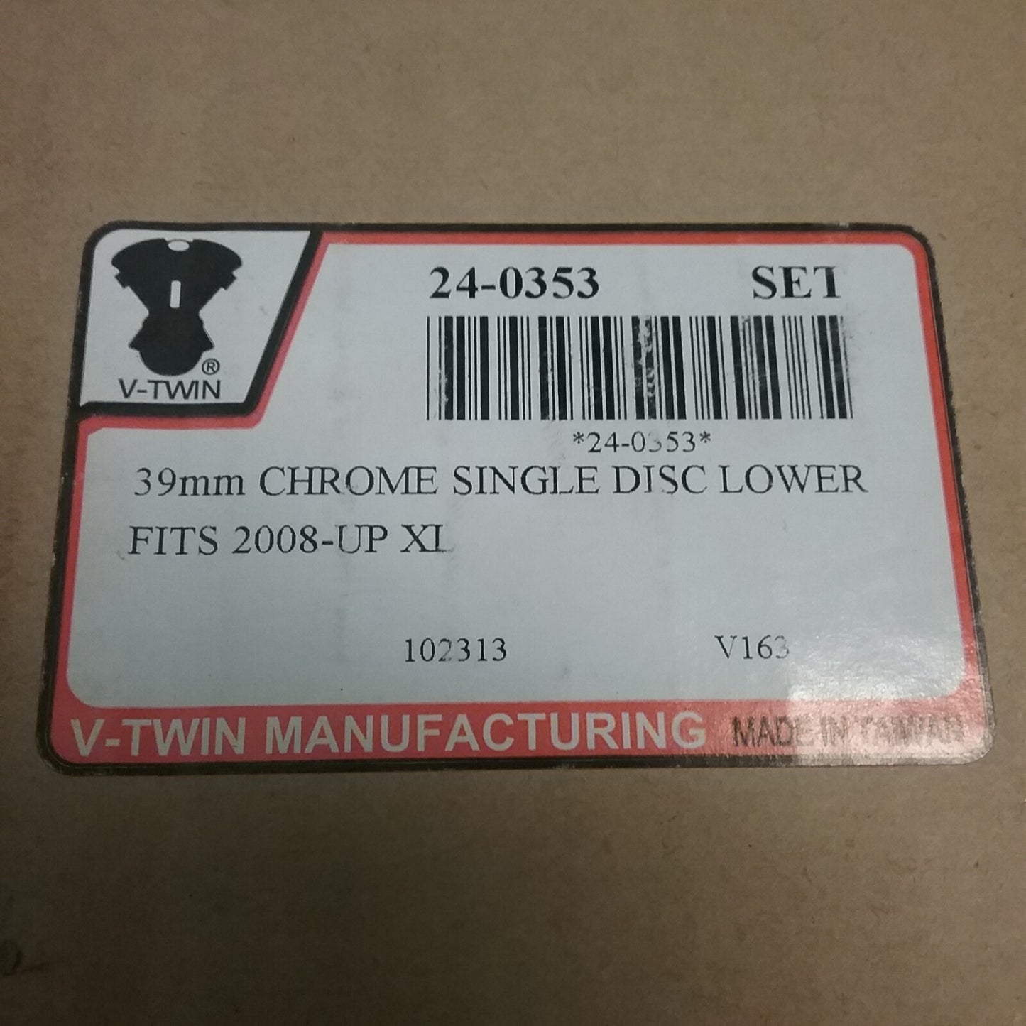 NEW GENUINE V-TWIN 24-0353 39mm Chrome Fork Sliders