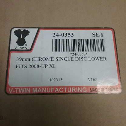 NEW GENUINE V-TWIN 24-0353 39mm Chrome Fork Sliders