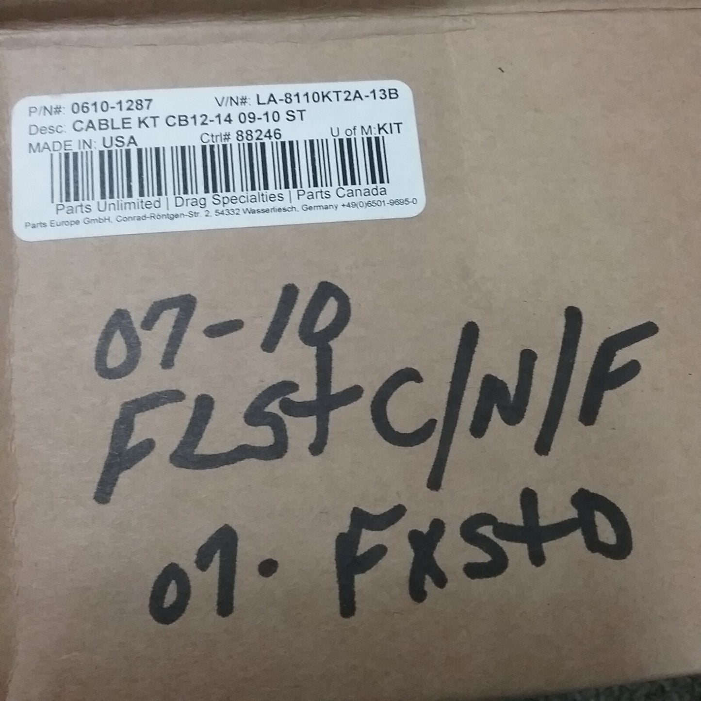 NEW LA CHOPPERS LA-8110KT2B CABLE KT CB12-14"09-10 ST DYNA SPORTSTER SOFTAIL