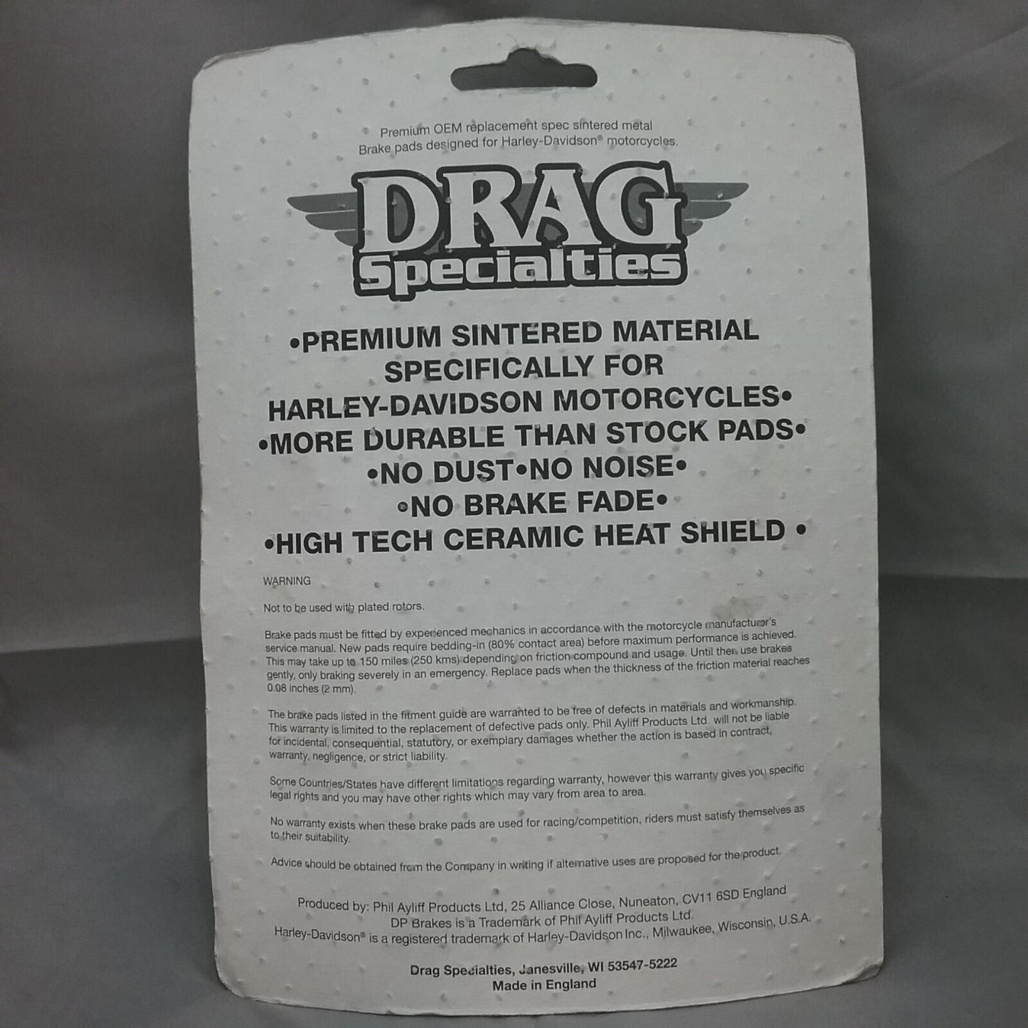 NEW DRAG SPECIALTIES 1721-2457 PREMIUM BRAKE PAD HDP536