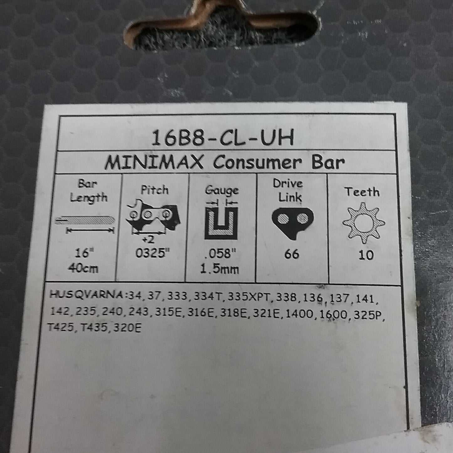 NEW ARCHER 16B8-CL-UH 16" MINIMAX CONSUMER BAR .325-058-66DL