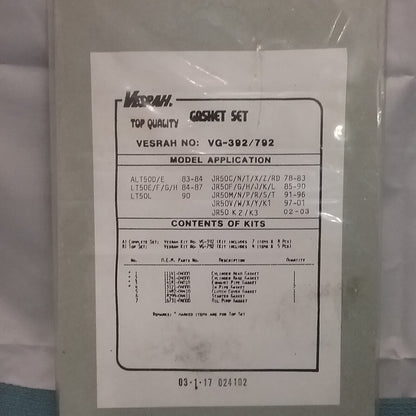 NEW VESRAH GTE427 TOP END GASKET KIT