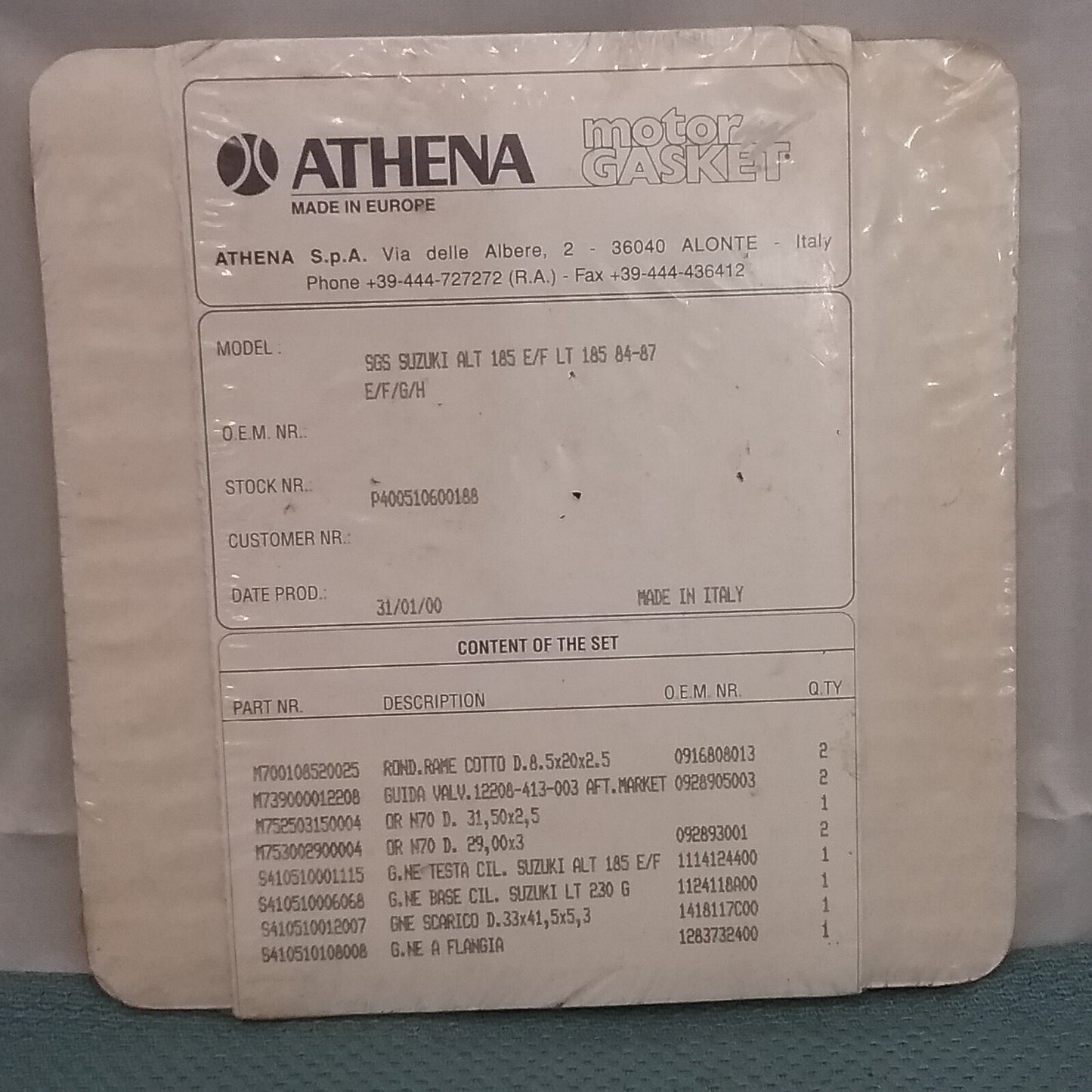 NEW ATHENA 400510600188 TOP-END GASKET KIT