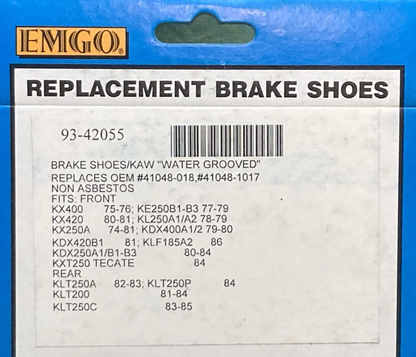 NEW EMGO 93-42055 MOTORCYCLE REPLACEMENT BRAKE SHOES