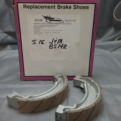 NEW SUPER CYCLE SC330 / 99-39170A REPLACEMENT BRAKE SHOES HONDA "WATER GROOVED"