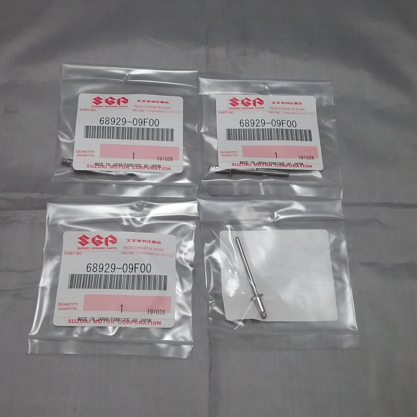 QTY 4 NEW GENUINE SUZUKI 68929-09F00 RIVET, QUADRUNNER 1997-2021