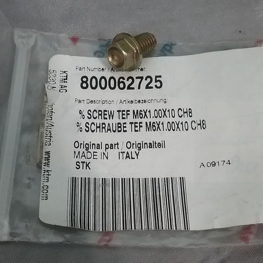 NEW KTM/HUSQVARNA 800062725 SCREW TEF M6X1.00X10 CH8