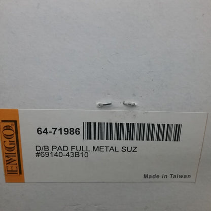 NEW EMGO 64-71986 FULL METAL BRAKE PADS SUZUKI 69140-43B10