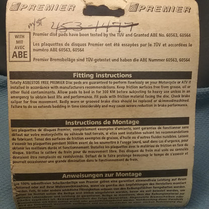 NEW PREMIER PR102 SINTERED PERFORMANCE BRAKE PADS - OFFROAD