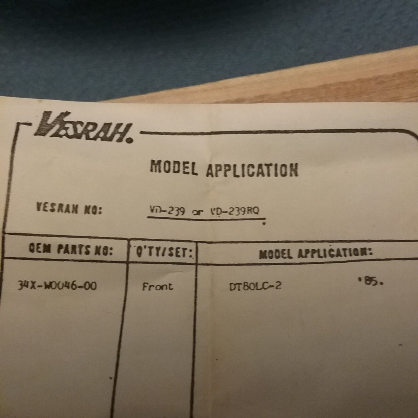 NEW VESRAH VD-239NRQ HIGH PERFORMANCE BRAKE PADS YAMAHA