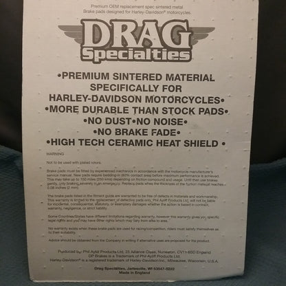 NEW DRAG SPECIALTIES 1721-2482 BRAKE PADS, SINTERED HARLEY/BUELL HDP957