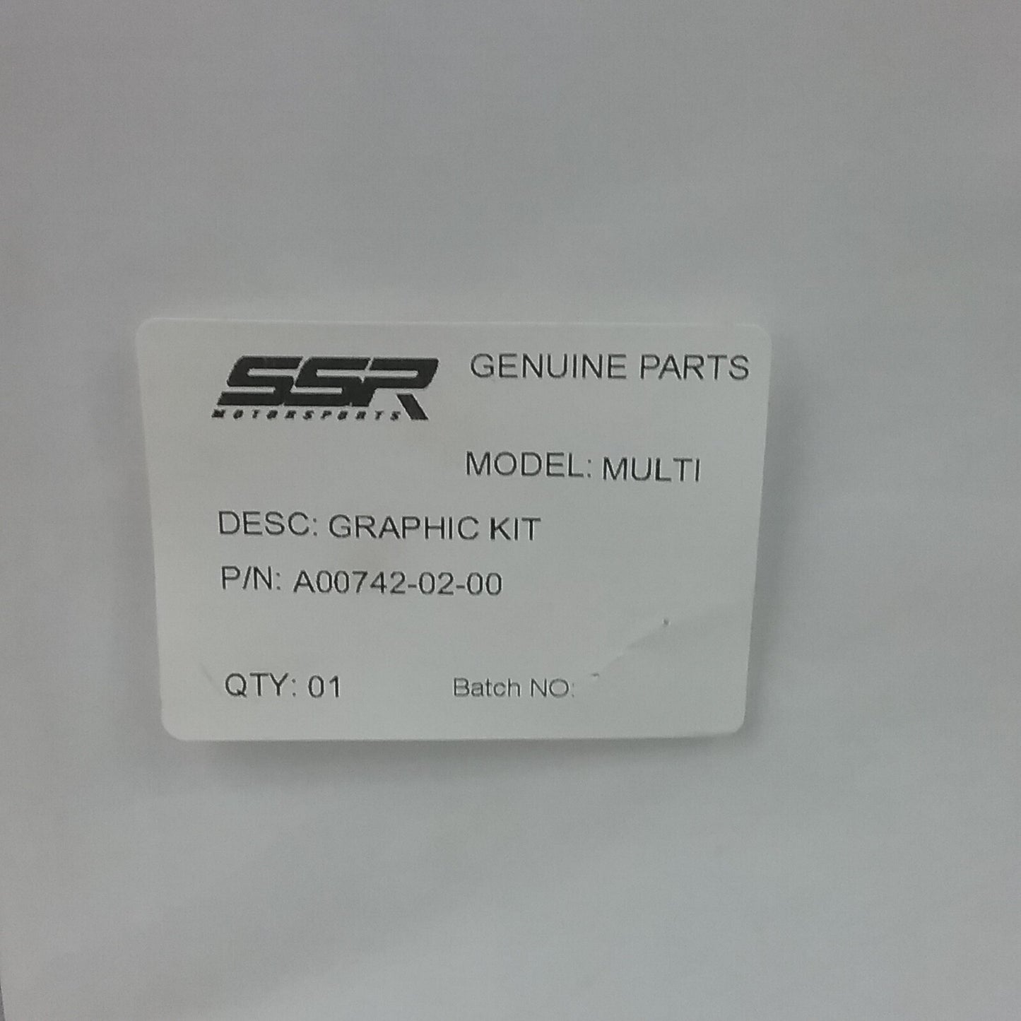NEW SSR PARTIAL GRAPHIC KIT A00742-02-00