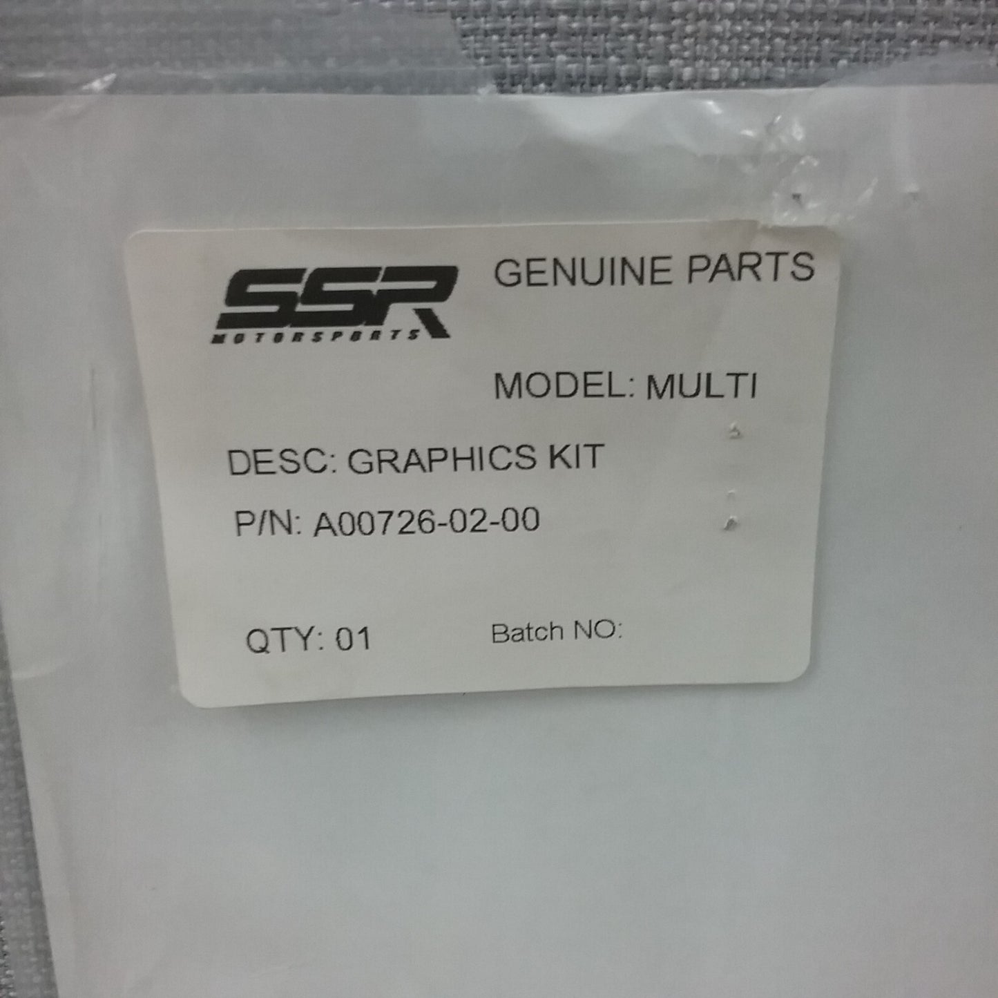 NEW SSR PARTIAL GRAPHIC KIT A00726-02-00