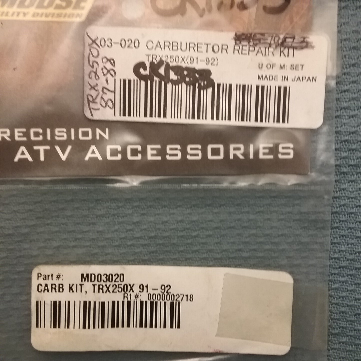 NEW MOOSE UTIITY MD03-020 CARB REPAIR KIT HONDA TRX250X 87-88, 91-92