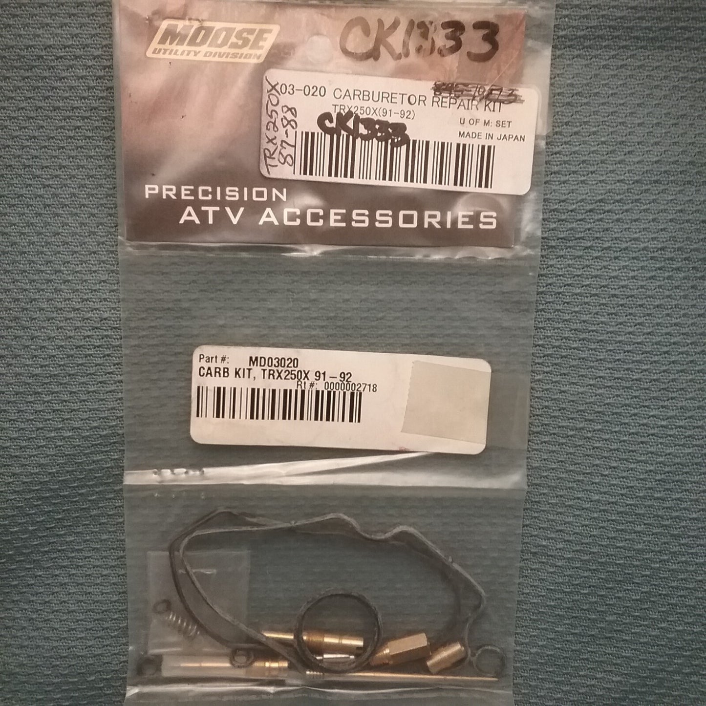 NEW MOOSE UTIITY MD03-020 CARB REPAIR KIT HONDA TRX250X 87-88, 91-92
