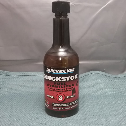 NEW QUICKSILVER 8M0047922 QUICKSTOR FUEL STABILIZER 12OZ.