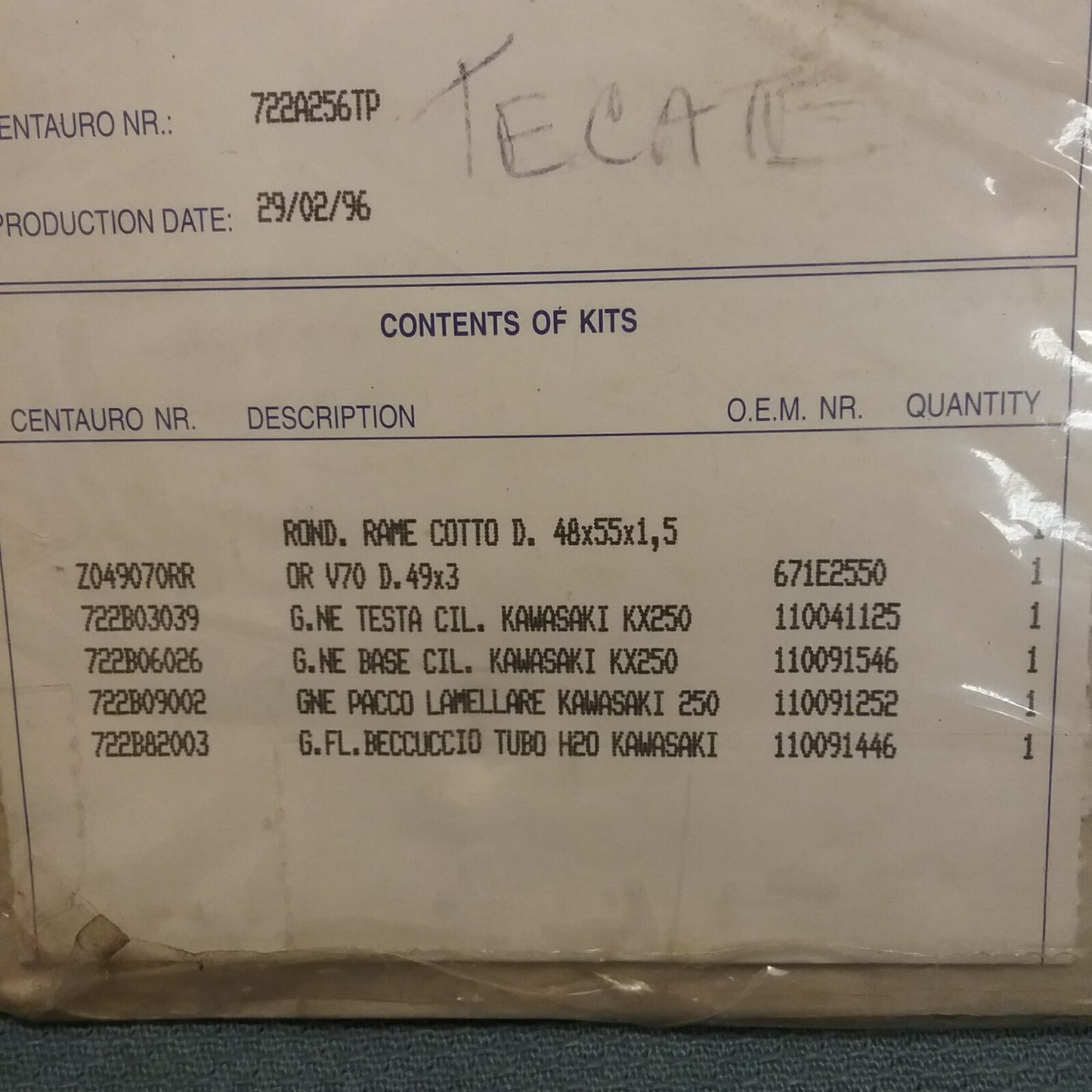 NEW CENTAURO 722A256TP TOP-END GASKET ST KAW KX/KXT250 TECATE 85-87