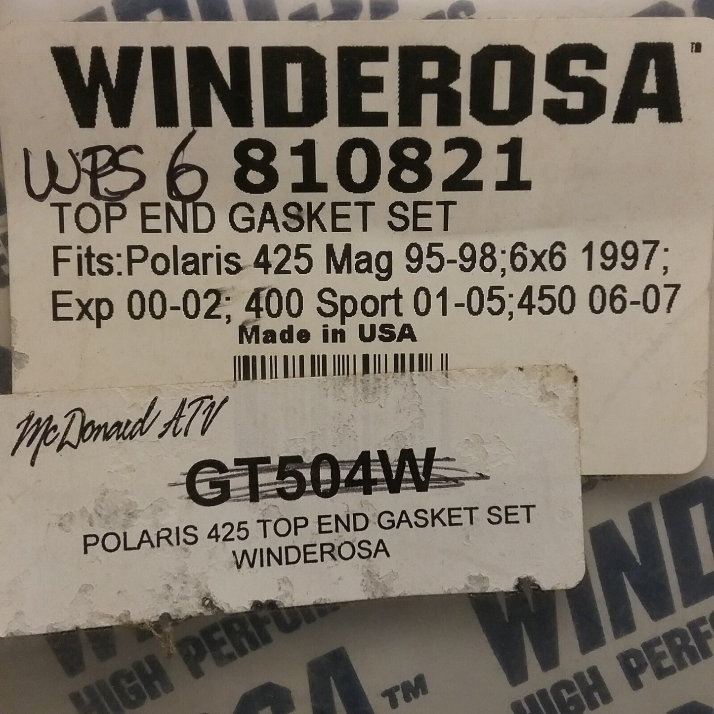 NEW WINDEROSA 810821 TOP END GASKET KIT POLARIS MAGNUM, SPORTMAN, EXPEDITION