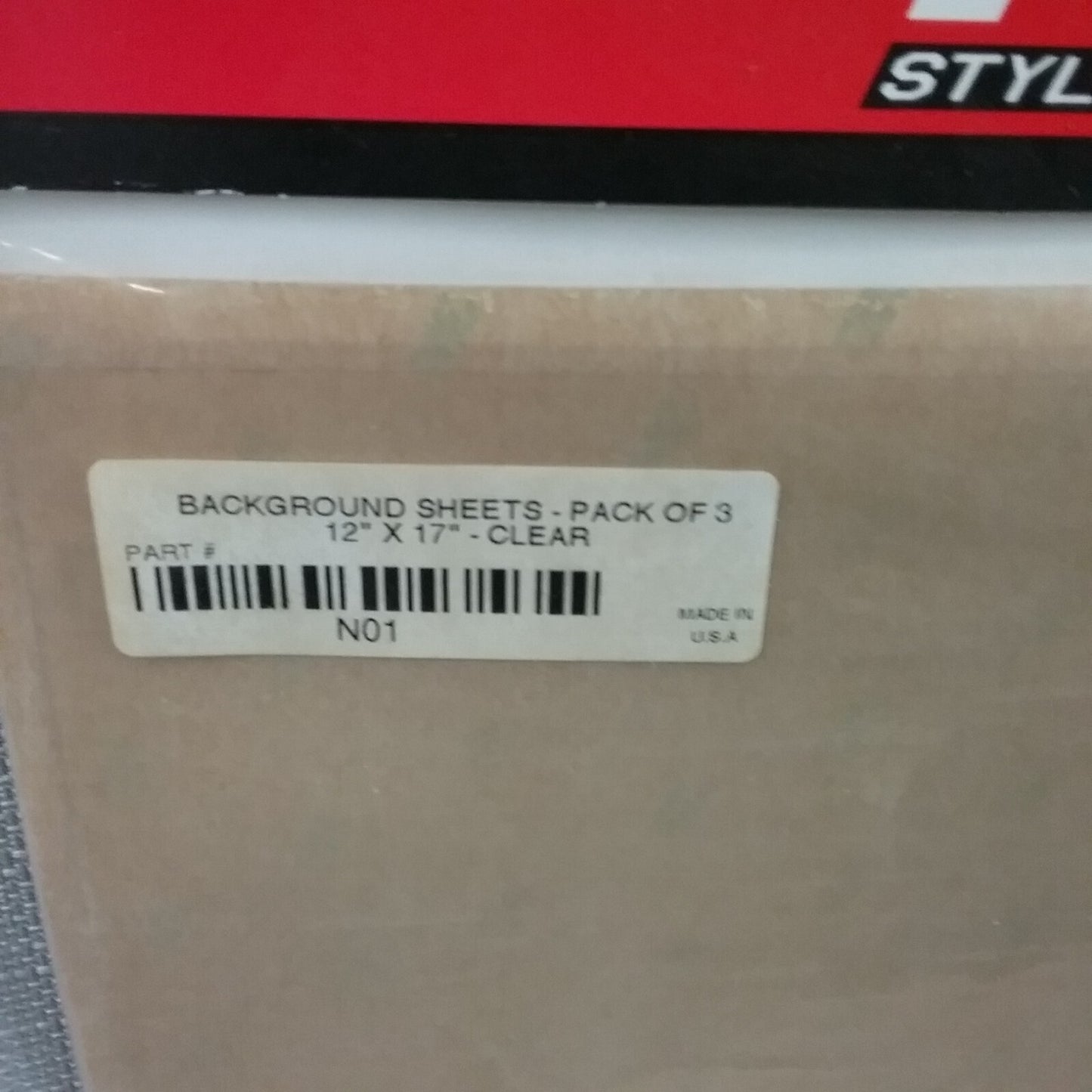 NEW N-STYLE NO1 BACKGROUND SHEETS, 12"X17", CLEAR, PACK OF THREE