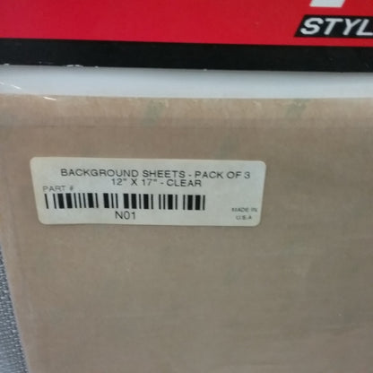 NEW N-STYLE NO1 BACKGROUND SHEETS, 12"X17", CLEAR, PACK OF THREE