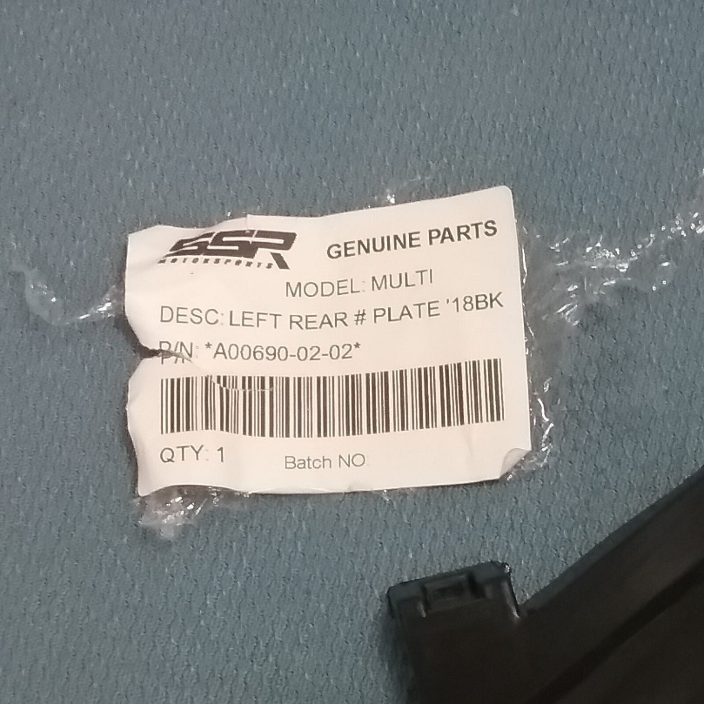 NEW SSR A00690-02-02 LEFT REAR NUMBER PLATE